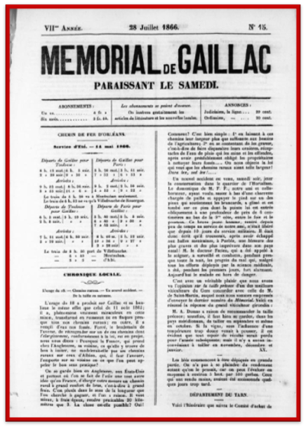 La vie quotidienne à Gaillac en 1866